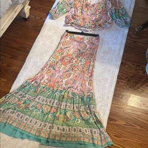 Boston Proper Floral Paisley Maxi Skirt and top